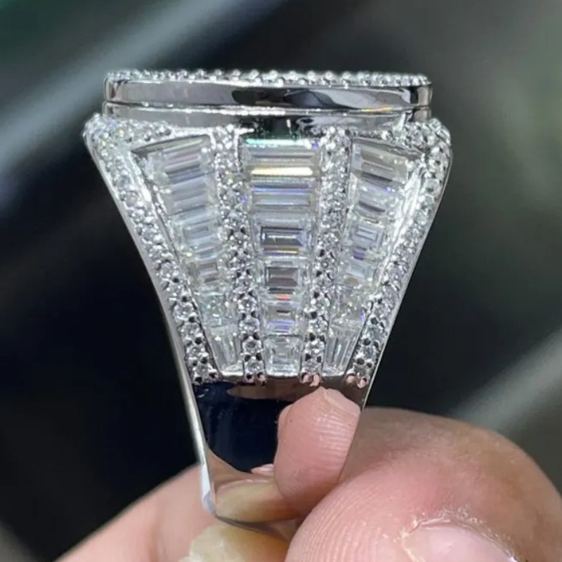 Luxury Full Pave Shiny Zirconia Wide Ring, Elegant